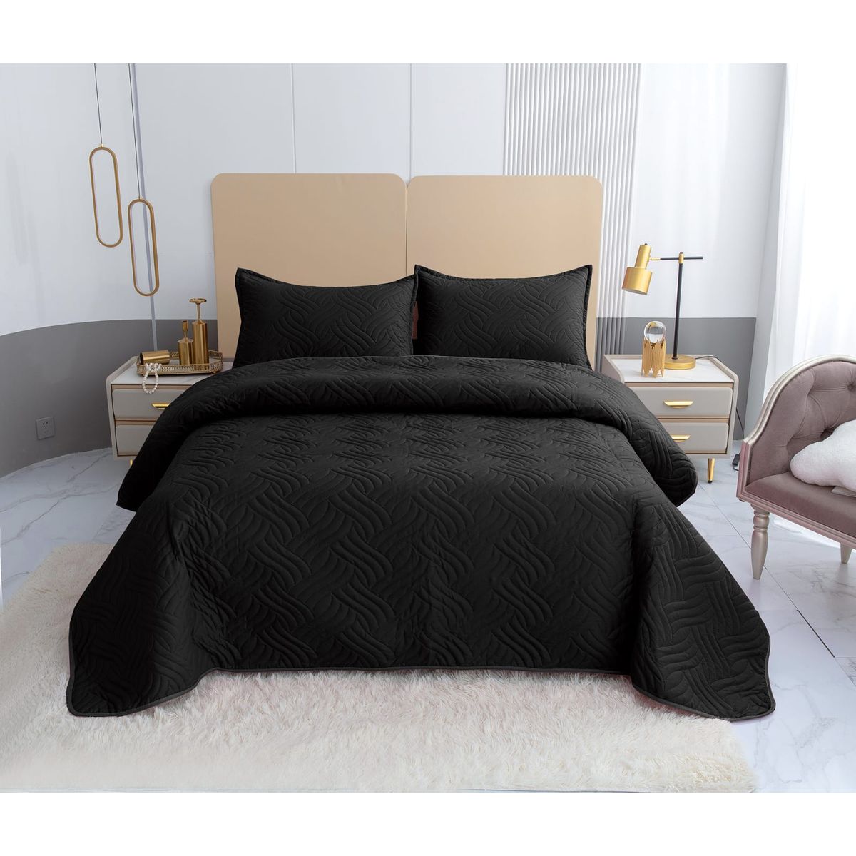 GENERICO - Quilt de Verano King Color Negro
