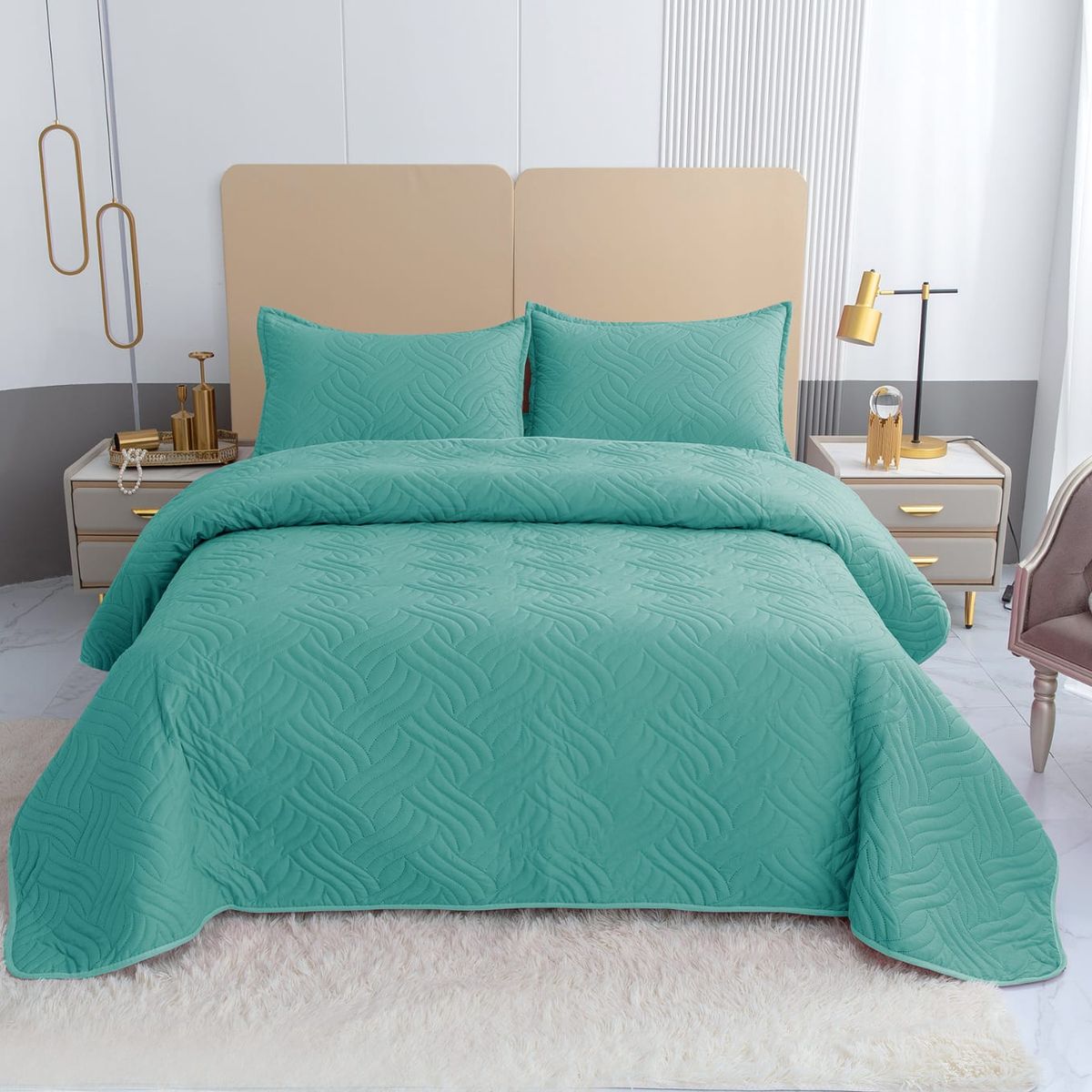 GENERICO - Quilt de Verano 2 plazas Color Verde