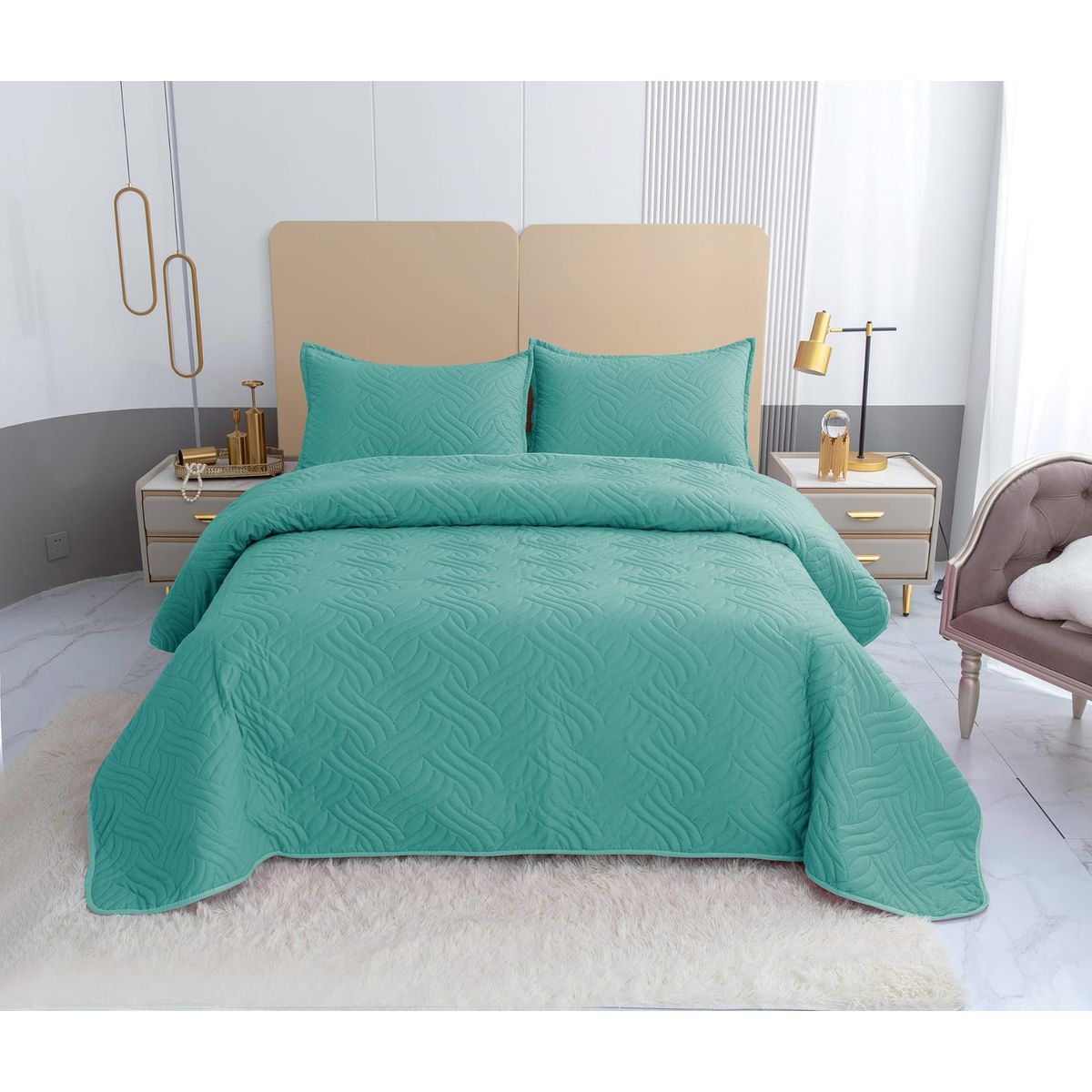 GENERICO - Quilt de Verano 2 plazas Color Verde