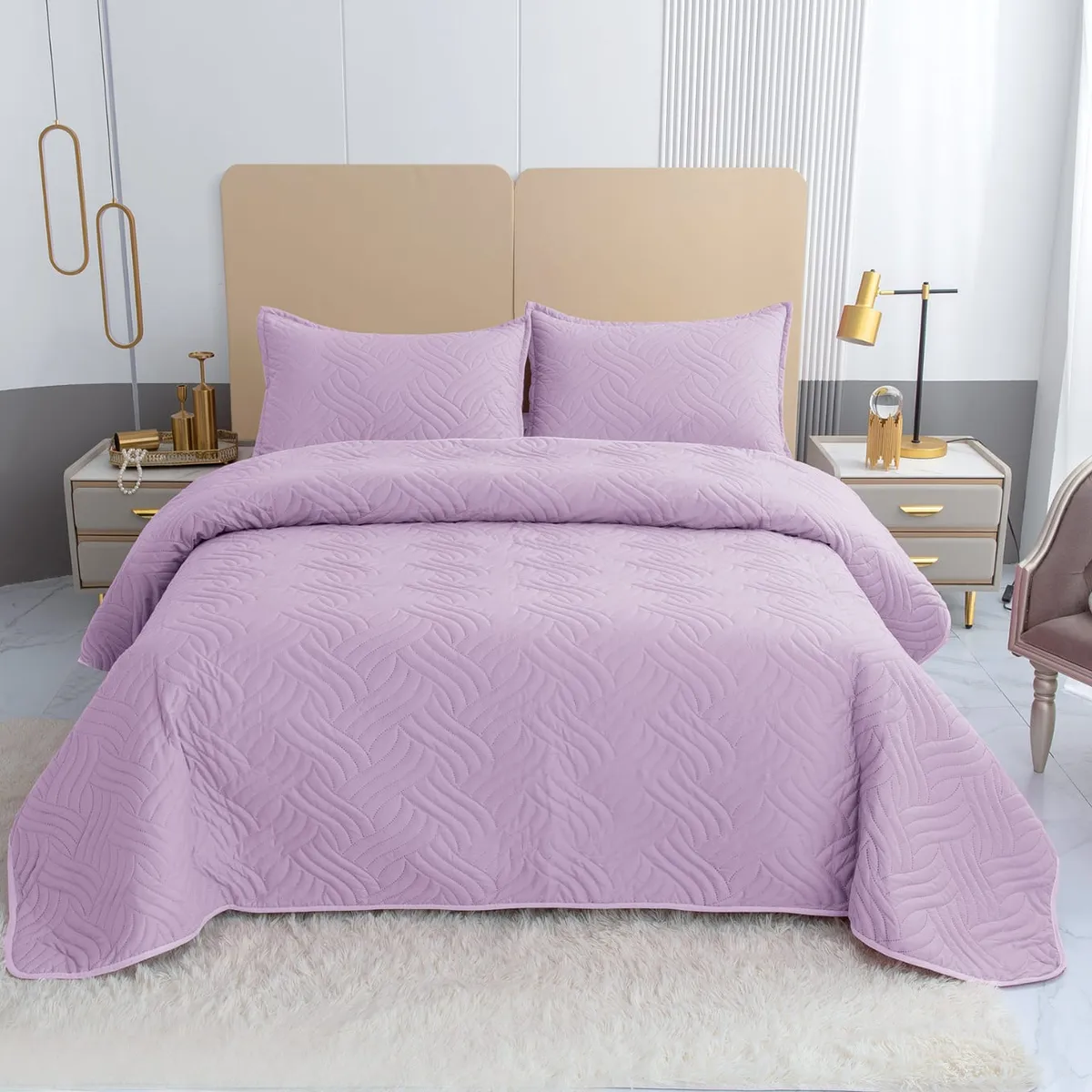 GENERICO - Quilt de Verano 2 plazas Color Lila