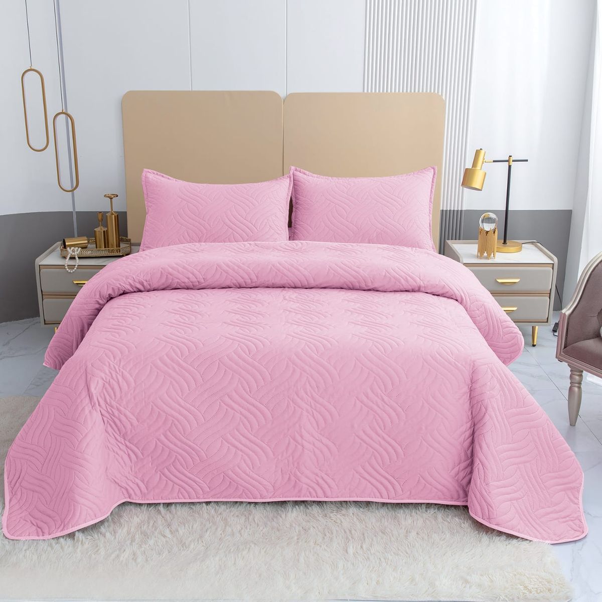 GENERICO - Quilt de Verano 2 plazas Color Rosado