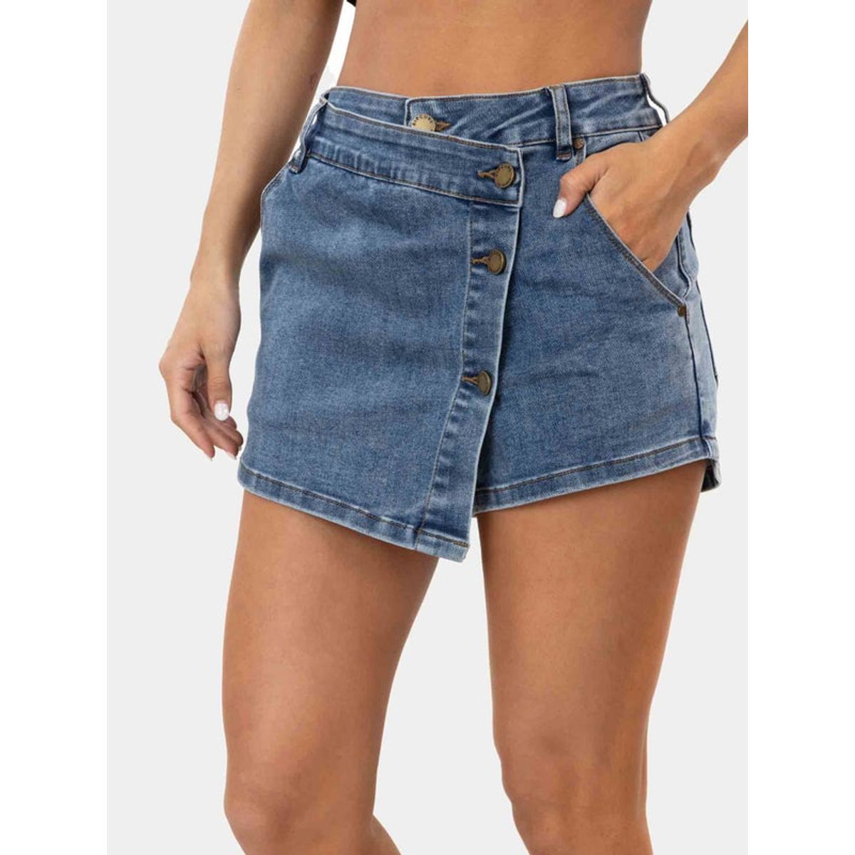 RIP CURL - Short Jeans Fly Skirt Gris Mujer Rip Curl - Gris