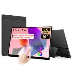 CAPERAVE - Monitor portátil con pantalla táctil 4K de 16 pulgadas