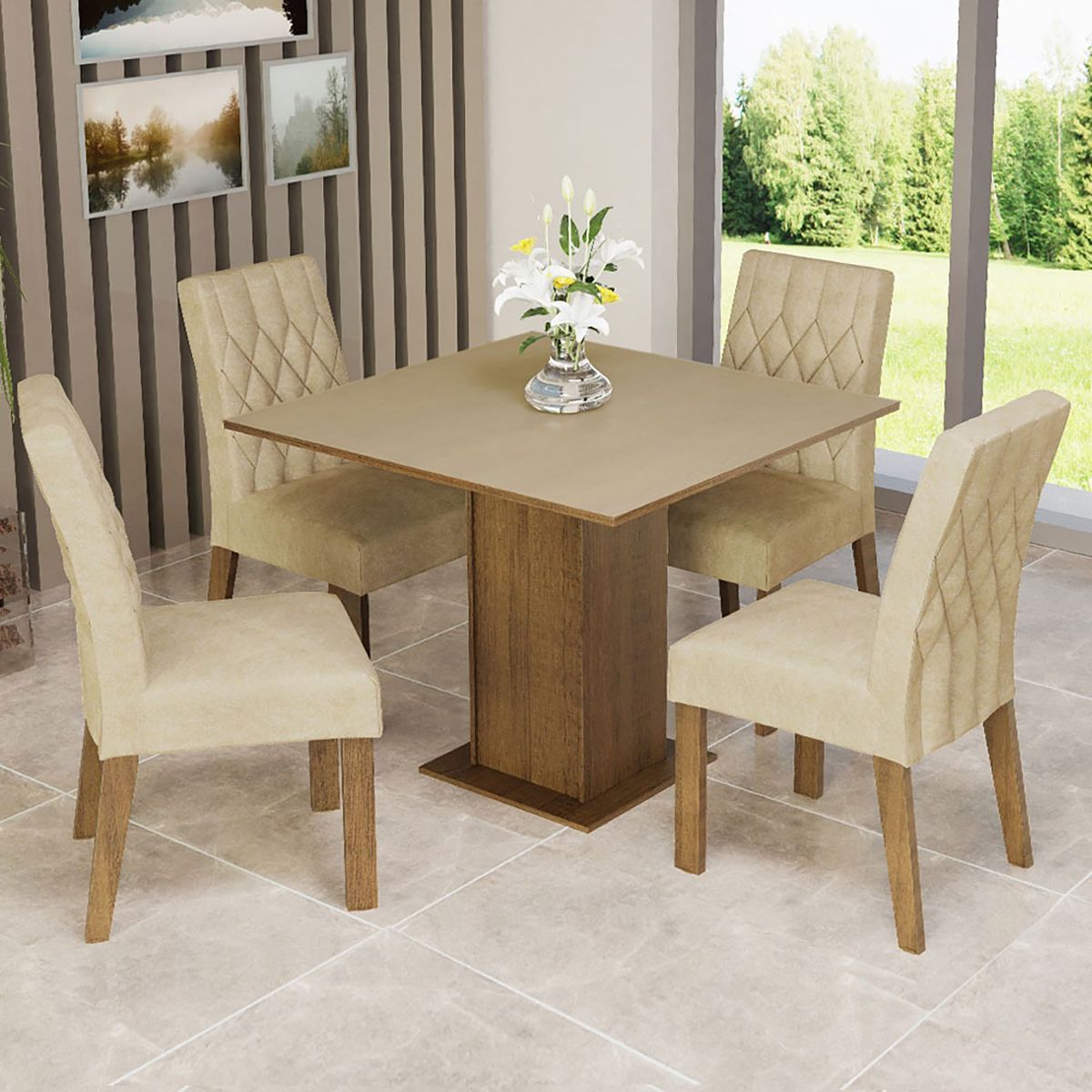 VEKKAHOME - JUEGO DE COMEDOR LILO ROMA (273071+2X273099)