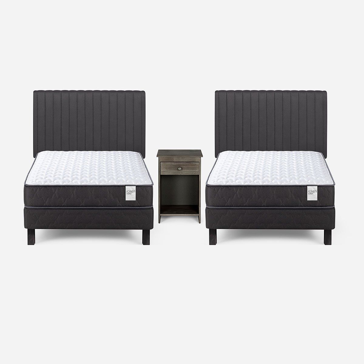 ROSEN - Set Cama Europea Wave 1 Plaza+Respaldo Lucio+1 Velador Tabor