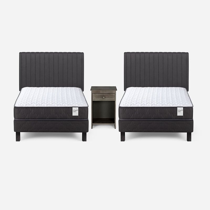 ROSEN - Set Cama Europea Wave 1 Plaza+Respaldo Lucio+1 Velador Tabor