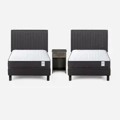 ROSEN - Set Cama Europea Wave 1 Plaza+Respaldo Lucio+1 Velador Tabor