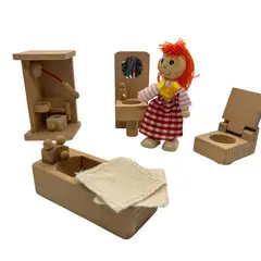 HABLARTE - Casa De Muñecas De Madera Muebles Infantil Montessori 17 pz