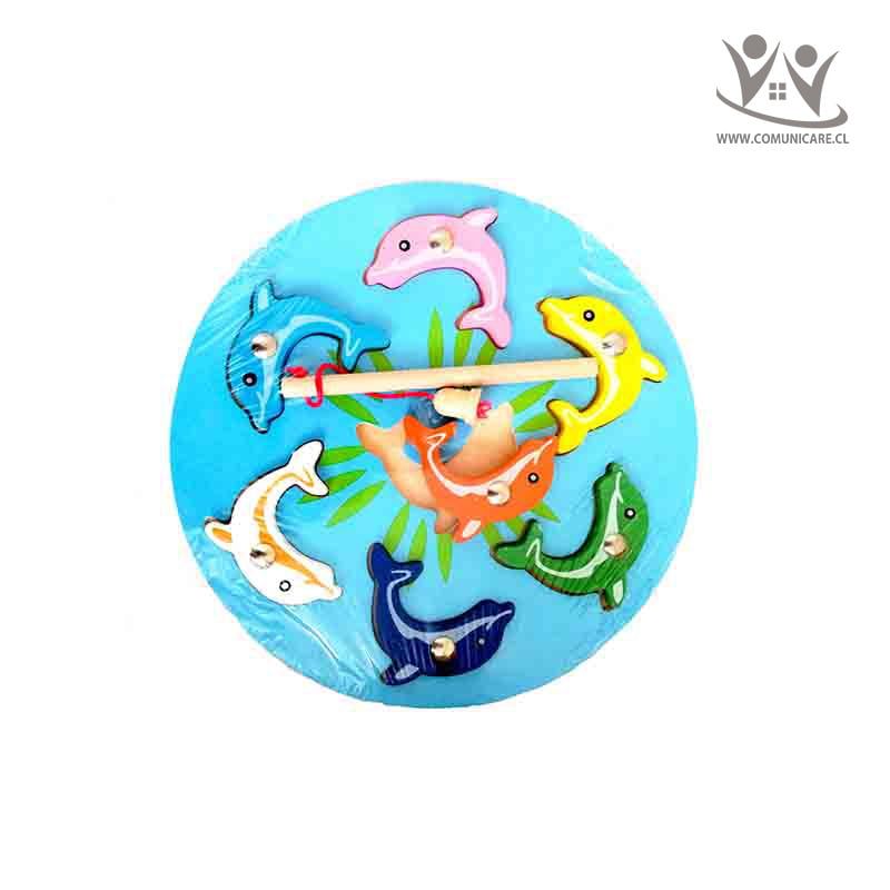 HABLARTE - Juego De Pesca Delfines Magnético Madera Didáctico Niños Montessori