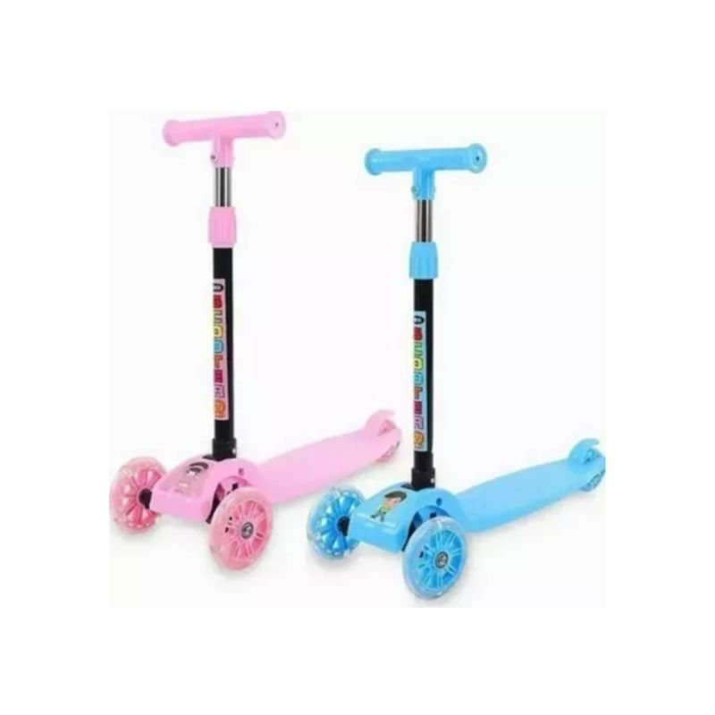 GENERICO - Scooter 3 Ruedas Led Plegable Altura Ajustable Rosa