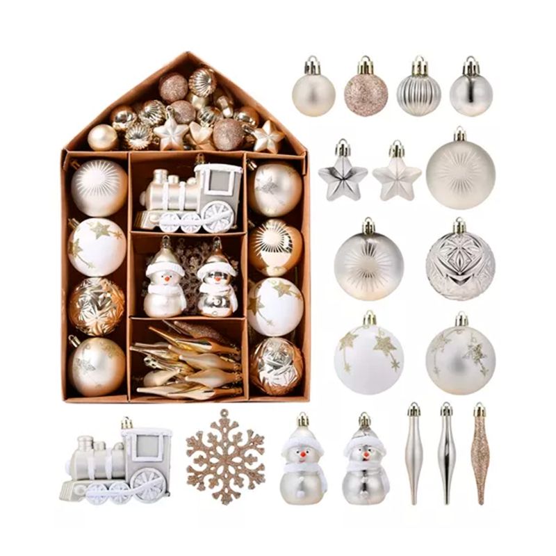 GENERICO - Paquete De 70 Esferas Navideñas Decoración Dorado Blanco