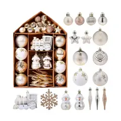 GENERICO - Paquete De 70 Esferas Navideñas Decoración Dorado Blanco