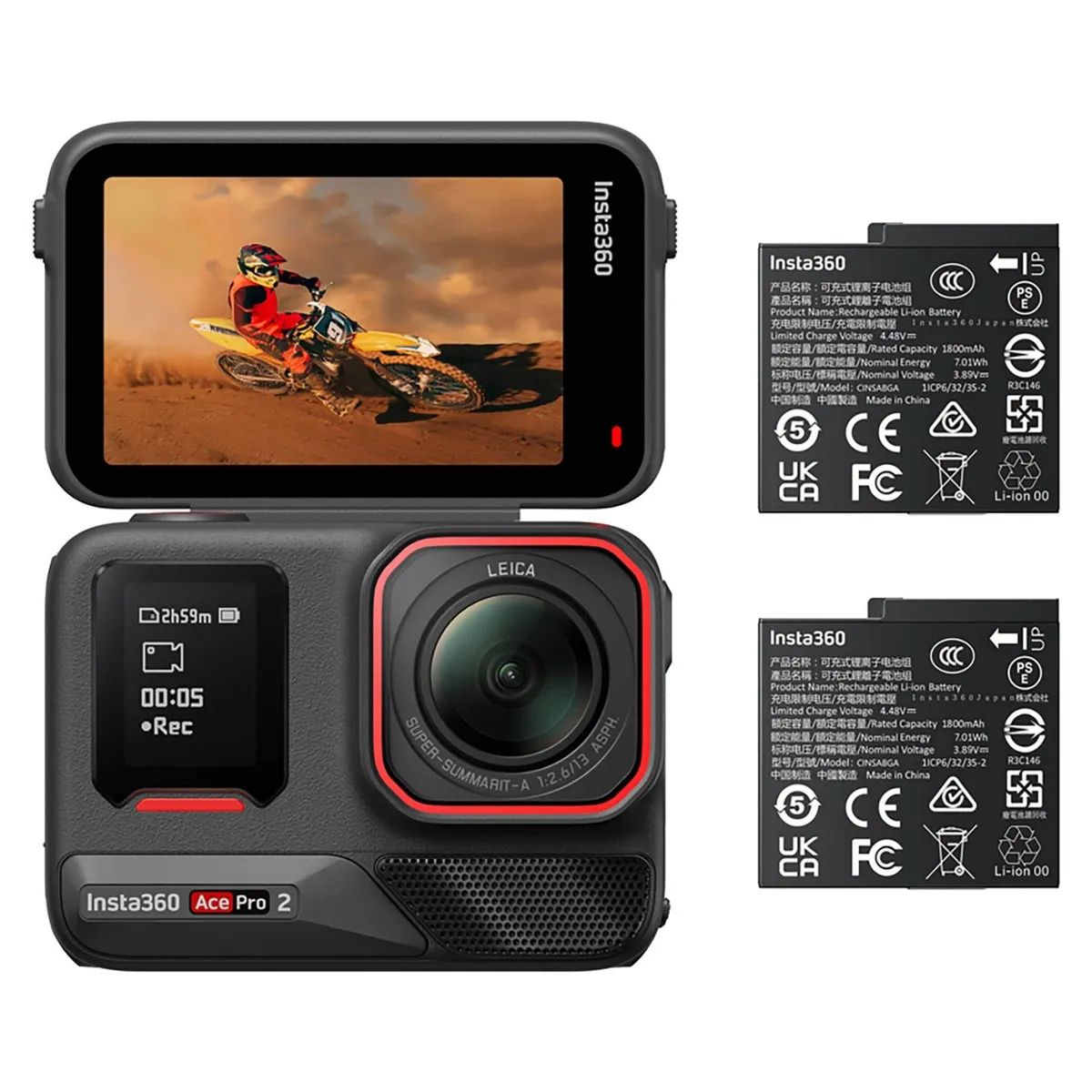 INSTA360 - Cámara deportiva Insta360 ACE PRO 2 Paquete Doble batería