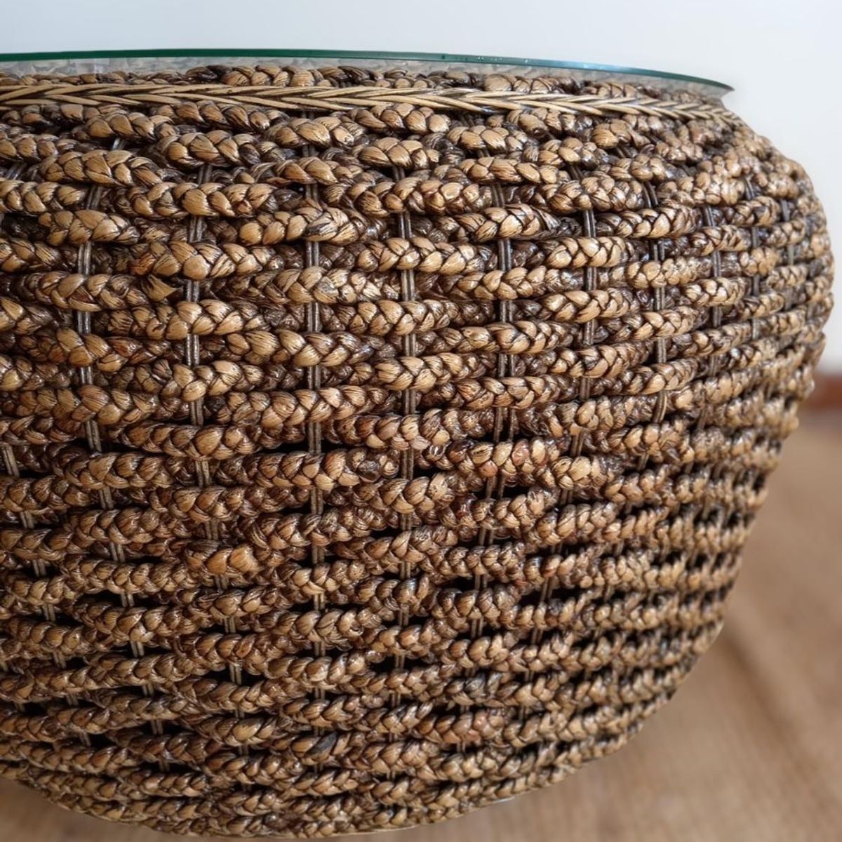 TERRA ESTILO - Mesa de Centro Circular Rattan Natural Bali