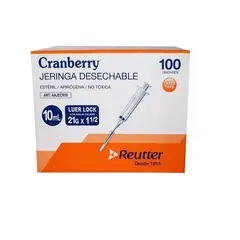 CRAMBERRY - Jeringa Desechable Luer Lock 10cc 21g X 1 1/2 Caja 100 Unid