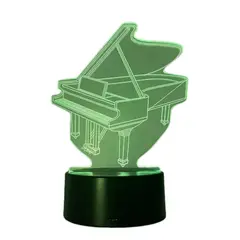GENERICO - Lámpara 3D Piano de 7 colores