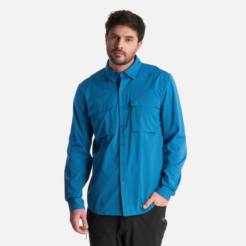 LIPPI - Camisa Hombre Rosselot Long Sleeve Q-Dry Shirt Azul Lippi