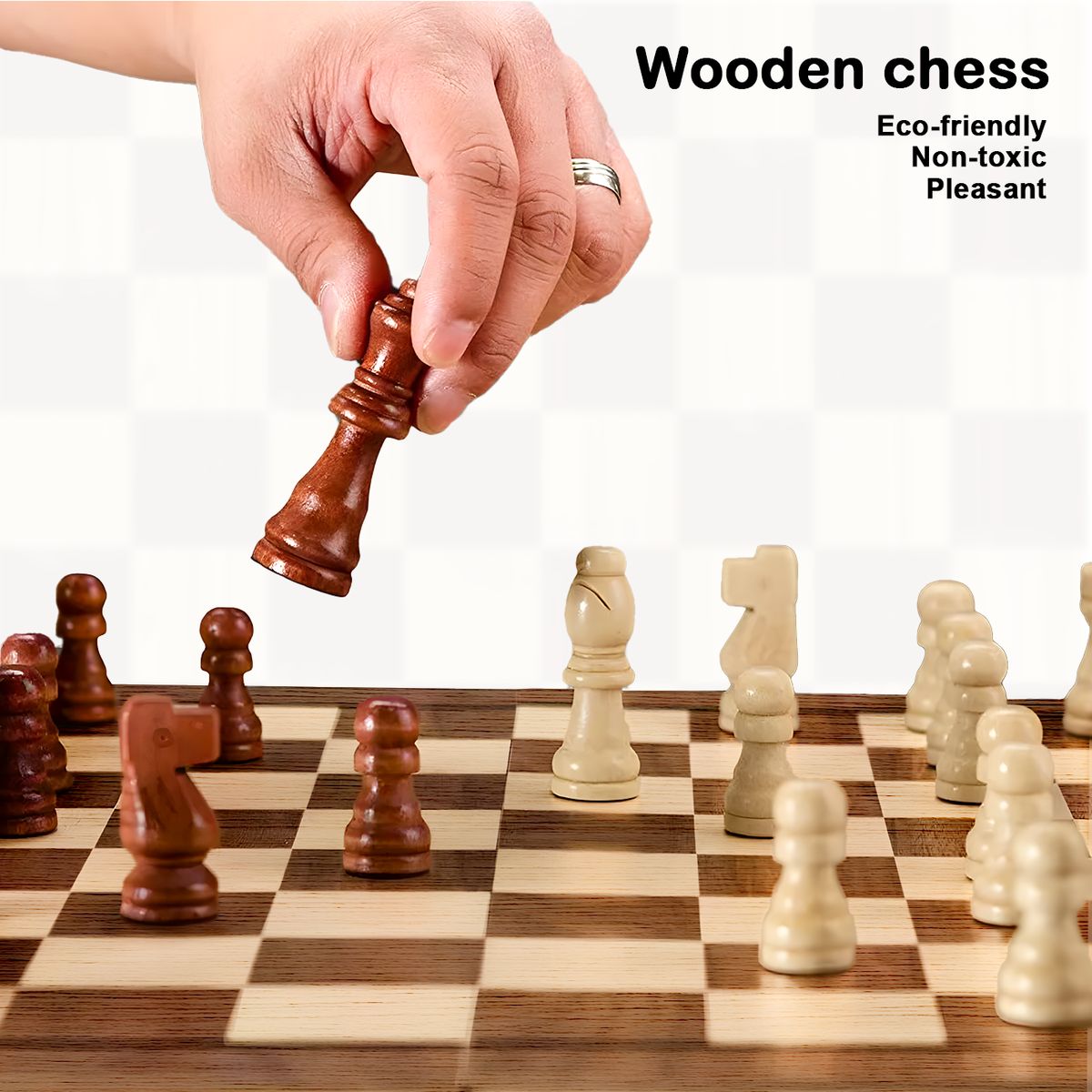 TOLVA - Set Deluxe juego ajedrez madera con botella para whisky