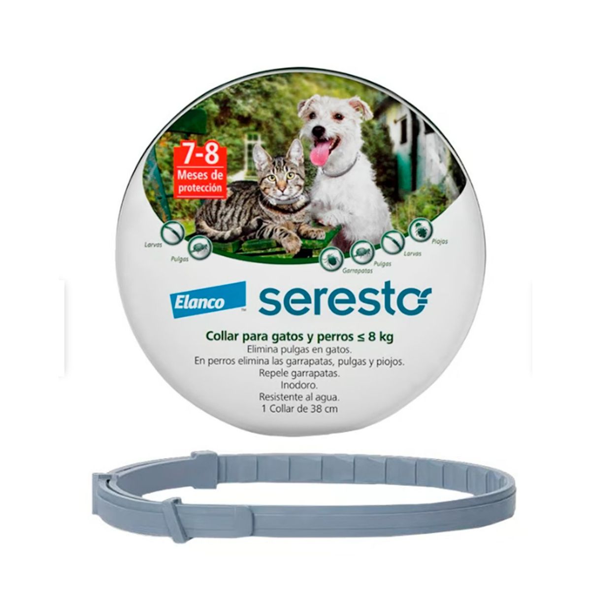 ELANCO - Collar Antiparasitario Seresto Perros y Gatos hasta 8kg