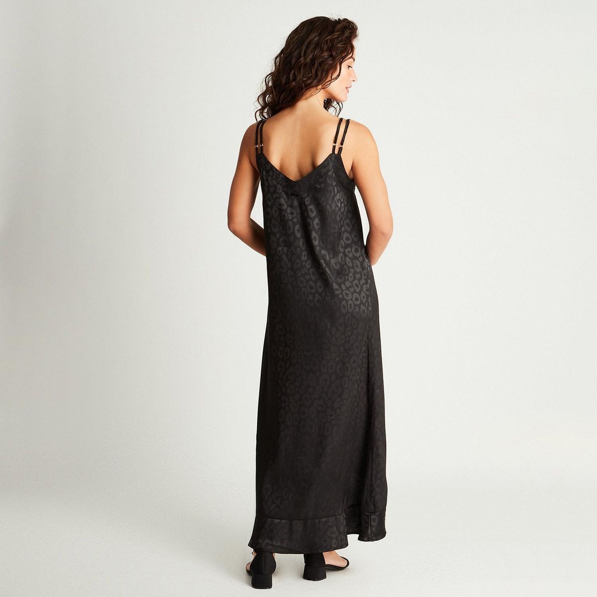 ACUARELA - Vestido Maxi Negro Tirantes