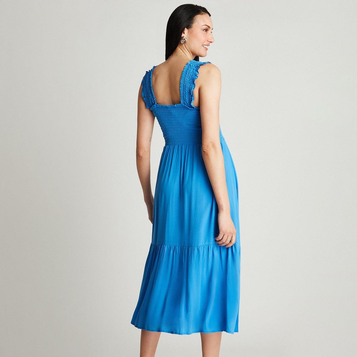 CURVI - Vestido Maxi Azul Manga Tirantes