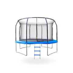 PWRFITNESS - Cama Elastica con malla y Escalera 1.83 mt Azul
