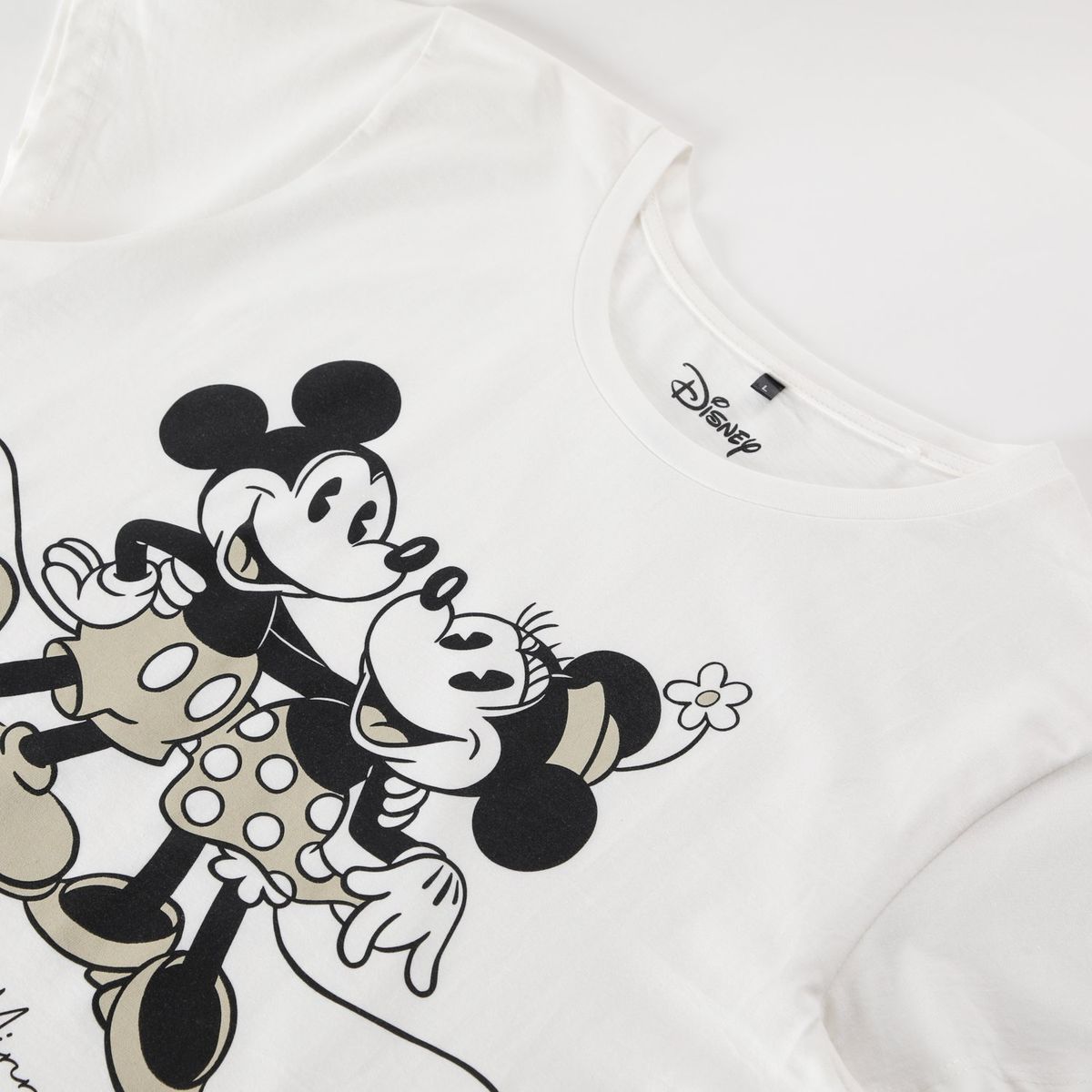 DISNEY - Polera Manga Corta Mujer Minnie y Mickey Blanco Disney