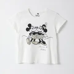 DISNEY - Polera Manga Corta Mujer Minnie y Mickey Blanco