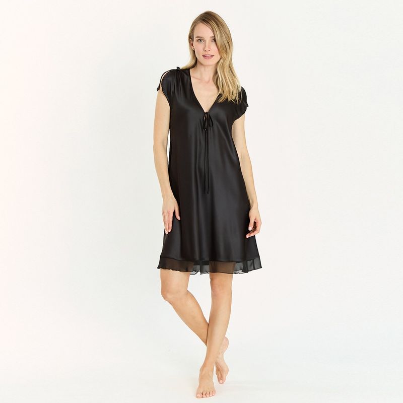 BARBIZON - Camisa de Dormir Sesgo Negro