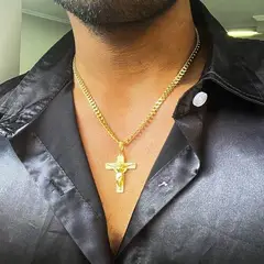 GENERICO - Conjunto Cadena Cubana Y San Benito Oro Laminado 18k