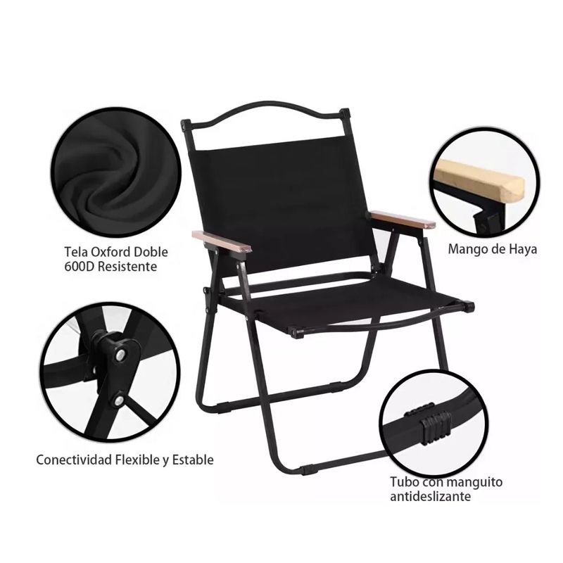 GENERICO - Silla Plegables De Camping Negro