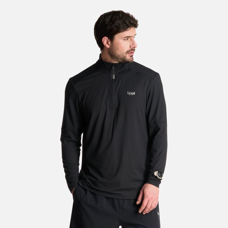 LIPPI - Polerón Hombre Puerto Trucco 1/4 Zip Negro Lippi
