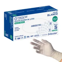 REUTTER - Guantes Látex Sin Polvo Tresor Caja 100 Un - Talla S