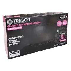 REUTTER - Guantes Nitrilo Negro Tresor Caja 100 Un - Talla XL