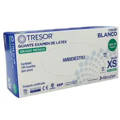 REUTTER - Guantes Látex Sin Polvo Tresor Caja 100 Un - Talla XS
