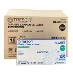 REUTTER - Pack 10 Cajas Guantes Látex Sin Polvo Tresor - Talla XS