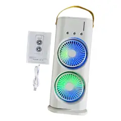 GENERICO - Ventilador De Escritorio Portátil 2 Ventiladores Led