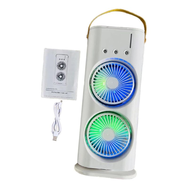 GENERICO - Ventilador De Escritorio Portátil 2 Ventiladores Led