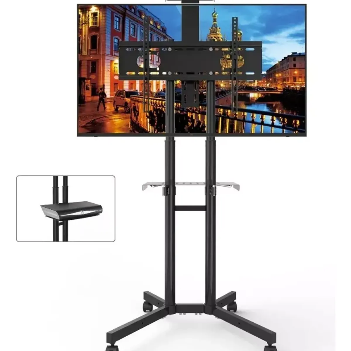 GENERICO - Rack Soporte Con Ruedas Stand De Tv Móvil 32 A 70 Color Negro