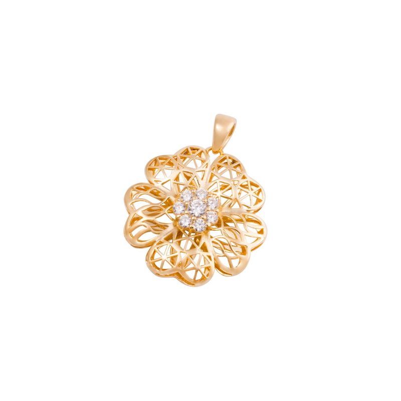 JB JOYAS BARON - Colgante de Oro 18kt Flor Circón Calada