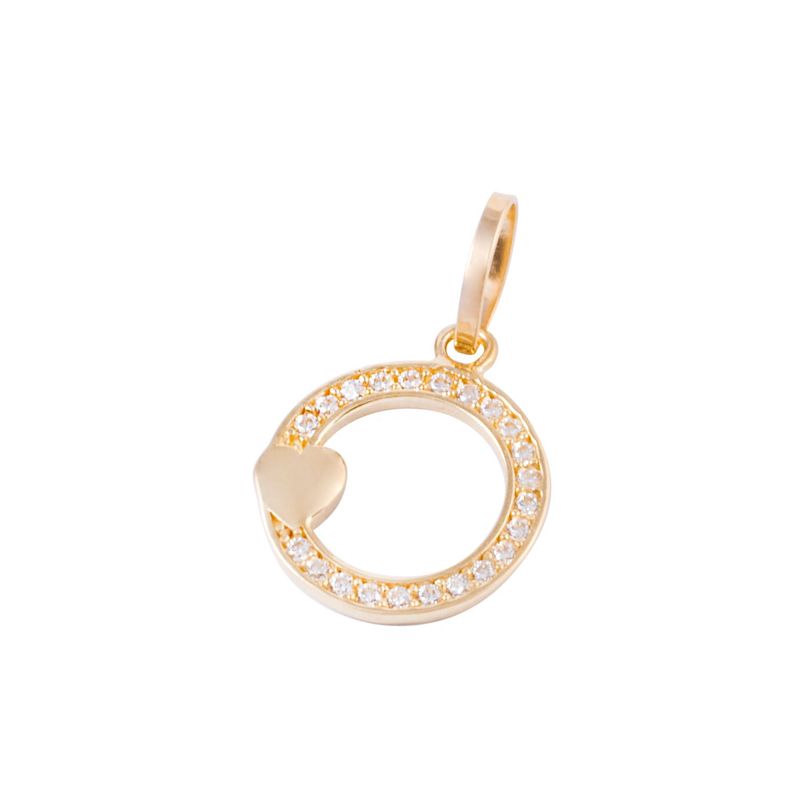 JB JOYAS BARON - Colgante de Oro 18kt Circulo Circonita Corazón