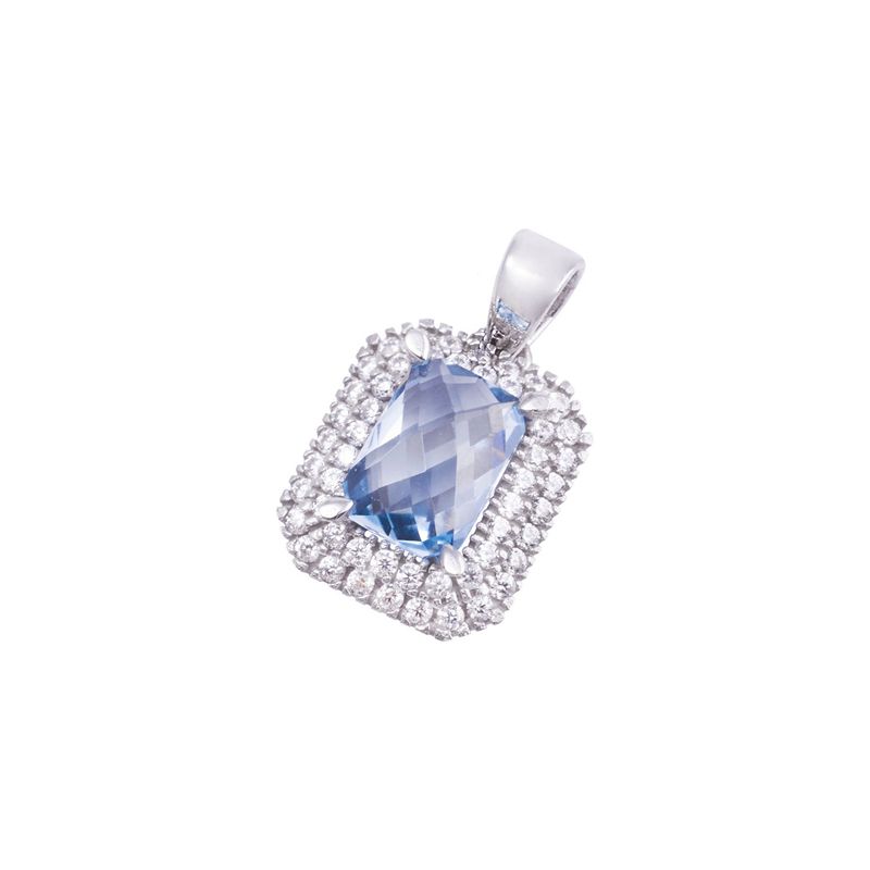 JB JOYAS BARON - Colgante de Oro Blanco 18kt Circón-Aguamarina