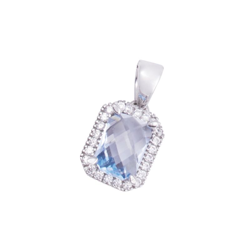 JB JOYAS BARON - Colgante de Oro Blanco 18kt Circón-Aguamarina Baguette