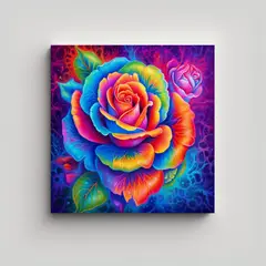 GENERICO - Arte Decorativo Rosa Colorida Fondo Vibrante 30x30 Cm