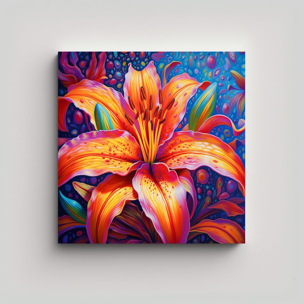 GENERICO - Vibrante Lirio Vintage Poderoso En Fondo Colorido 50x50 Cm