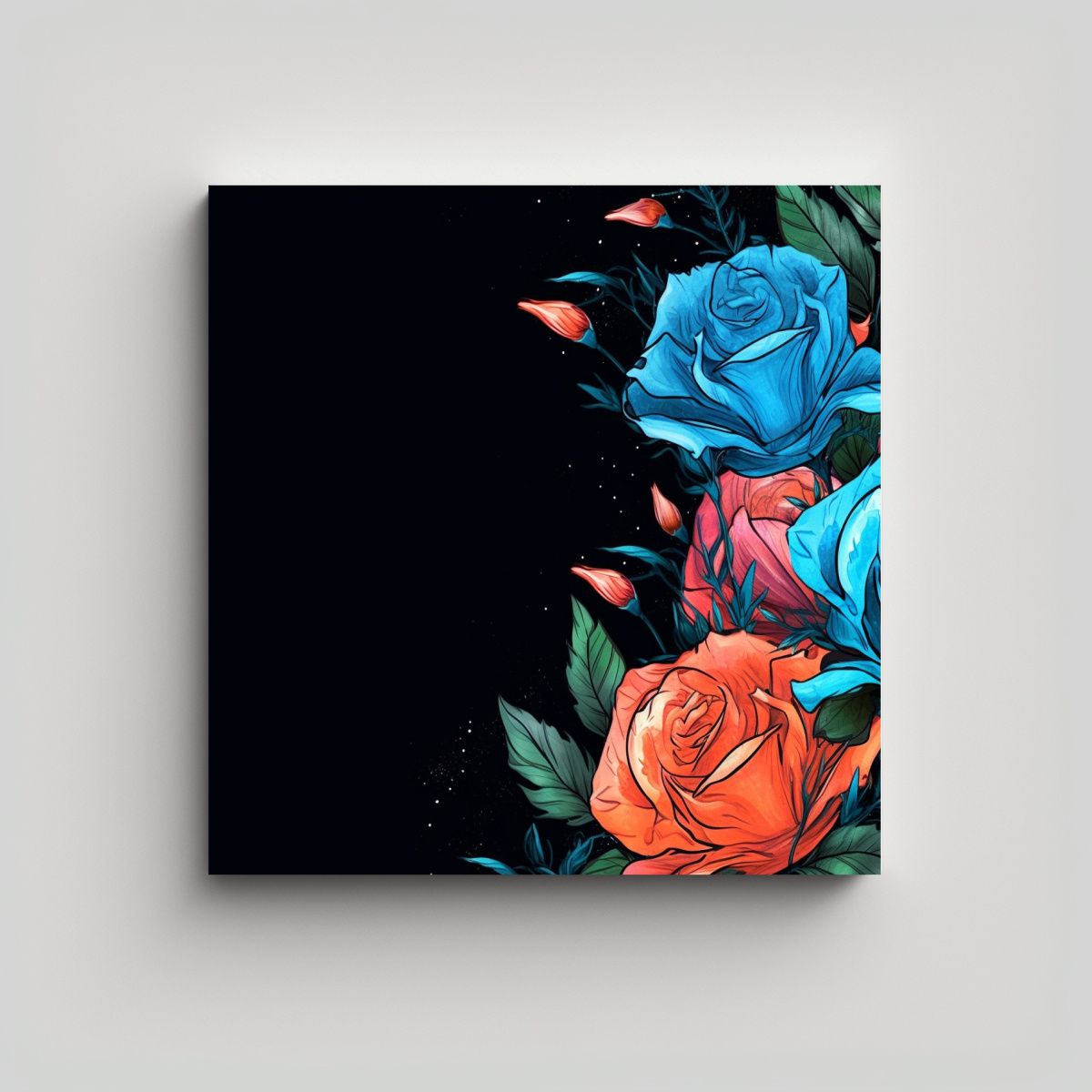 GENERICO - Concepto Canva Exposición, Rosas Azules 80x80 Cm