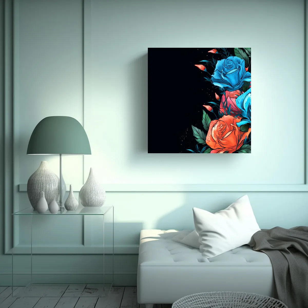 GENERICO - Concepto Canva Exposición, Rosas Azules 80x80 Cm