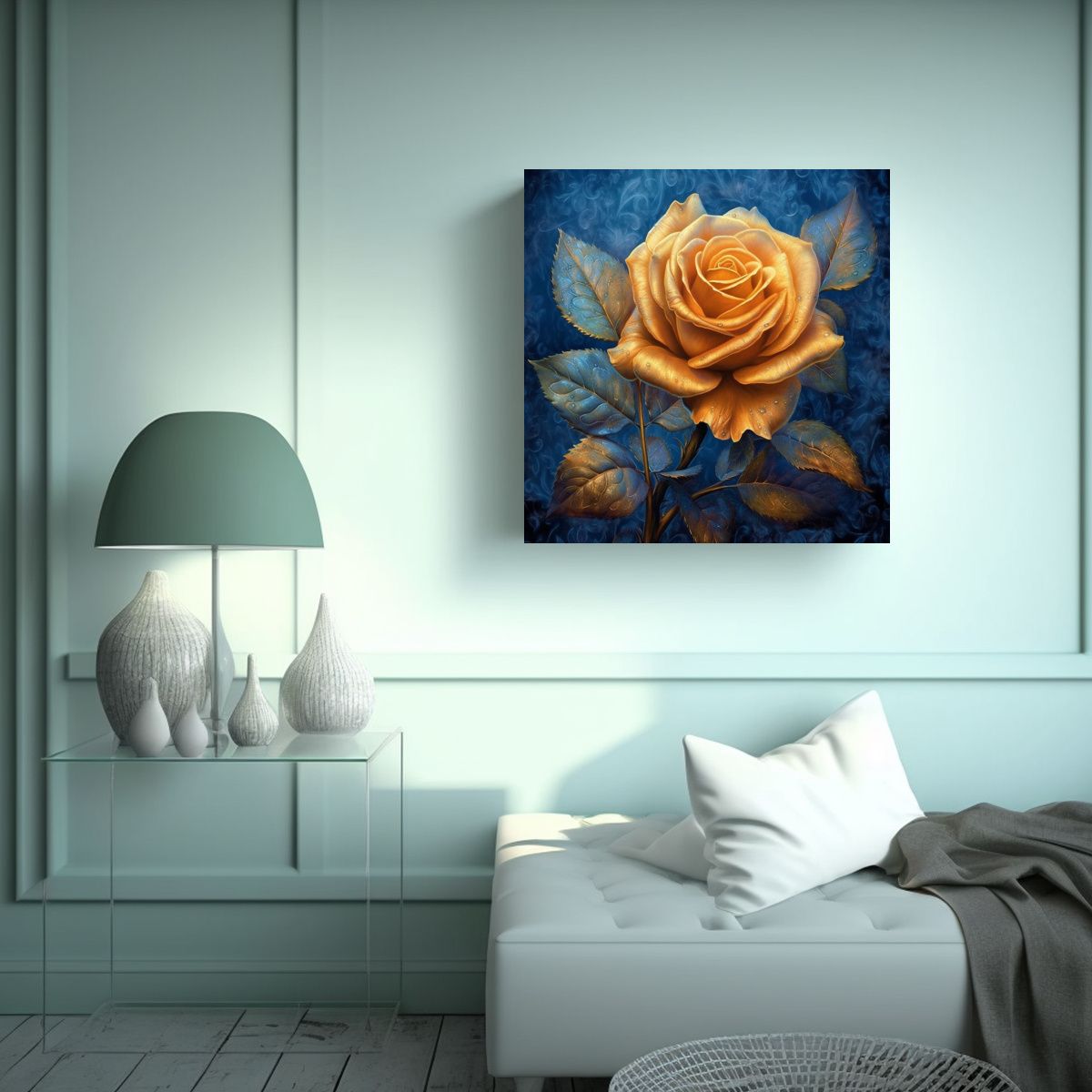GENERICO - Arte Callejero Azul Dorado Rosa Realista 30x30 Cm