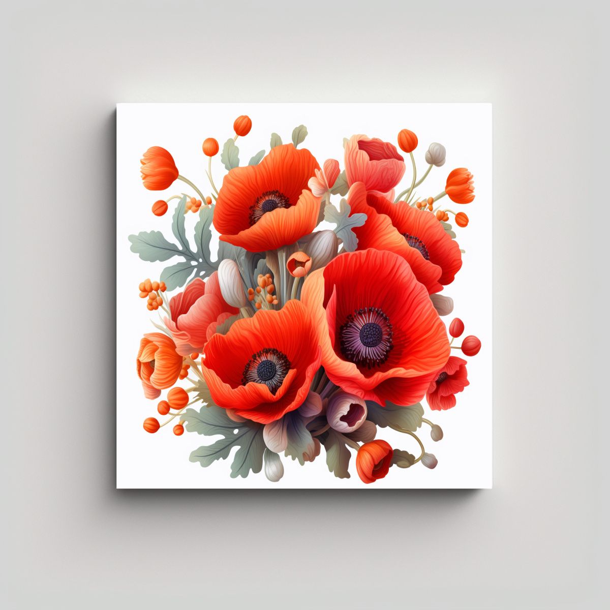 GENERICO - Hermoso Ramo De Amapolas 3D Sublimación 80x80 Cm