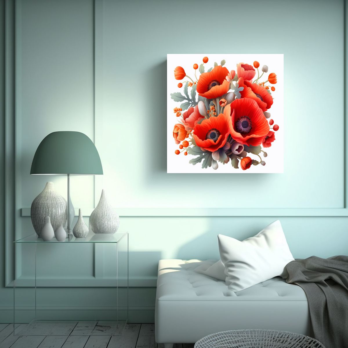 GENERICO - Hermoso Ramo De Amapolas 3D Sublimación 30x30 Cm